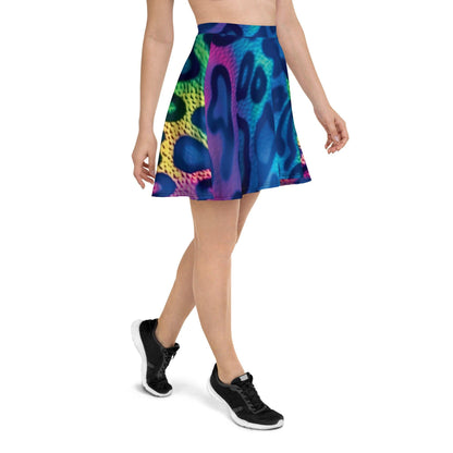 Neon Leopard Skater Skirt for Raves & Festivals