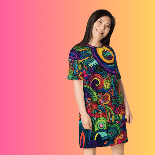 Vibrant Music Festival T-Shirt Dress for EDM Lovers