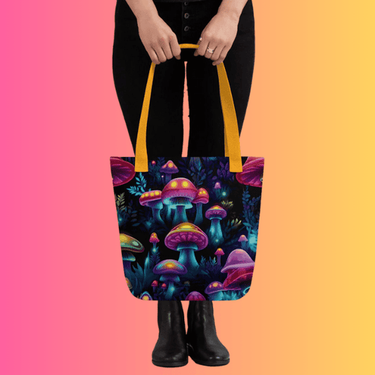 Vibrant Mushroom Tote Bag for Raves and Festivals
