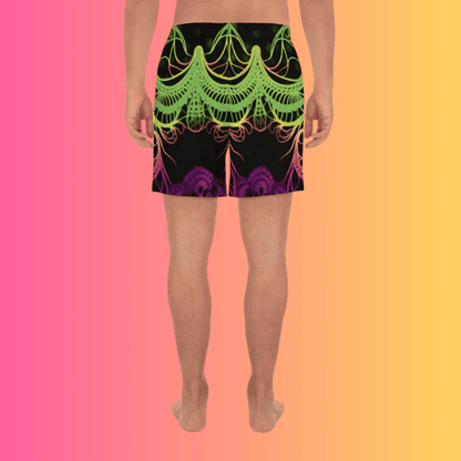 Vibrant All-Over Print Unisex Athletic Long Shorts for Rave Festivals