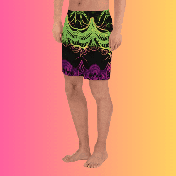 Vibrant All-Over Print Unisex Athletic Long Shorts for Rave Festivals
