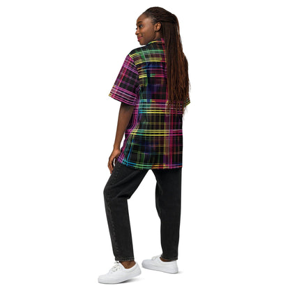 Playful Plaid Button Shirt for Raves & Festivals