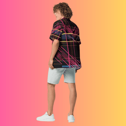 Vibrant Plaid Button-Up Shirt for Rave and Festival Vibes