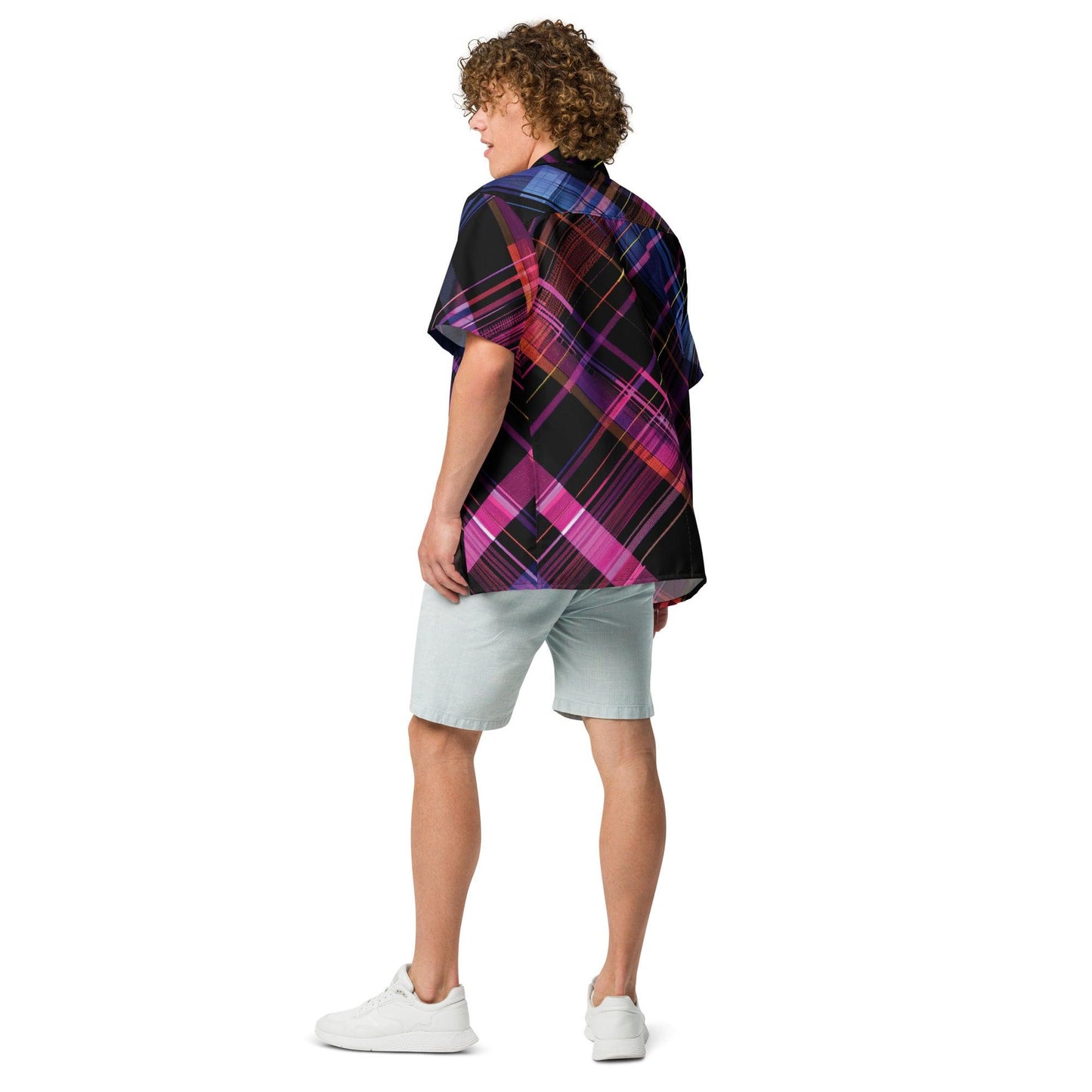 Vibrant Plaid Button Shirt for Raves & Festivals