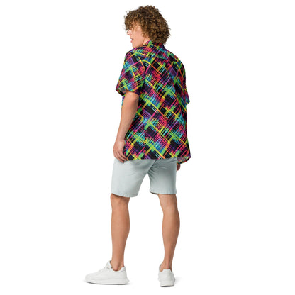 Vibrant Plaid Button Shirt for Rave & Festival