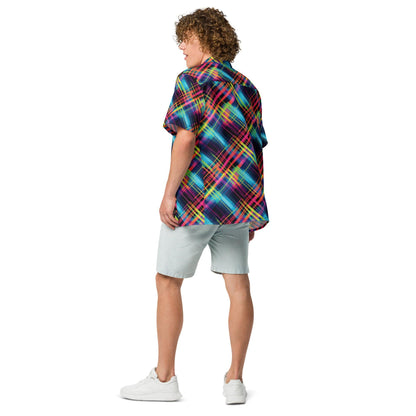 Vibrant Plaid Button Shirt for Raves & Festivals