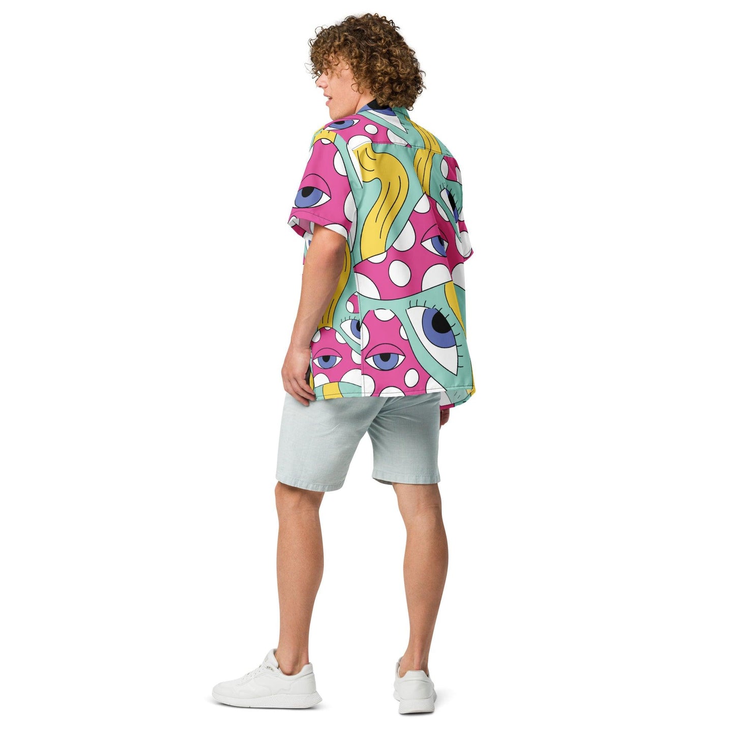 Trippy Retro Button Shirt for Raves and Festivals