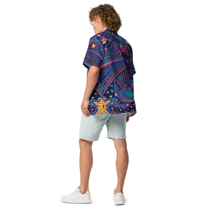 Trippy Universe Button-Up Shirt for Festivals