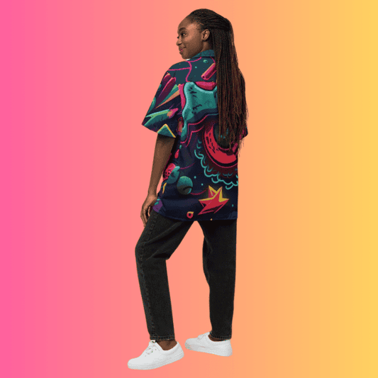 Vibrant Graffiti Button-Up Shirt for Summer Music Festivals