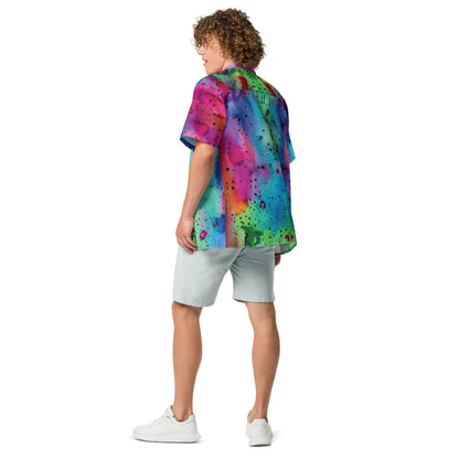 Alcohol Ink Button Shirt for Raves and Festivals