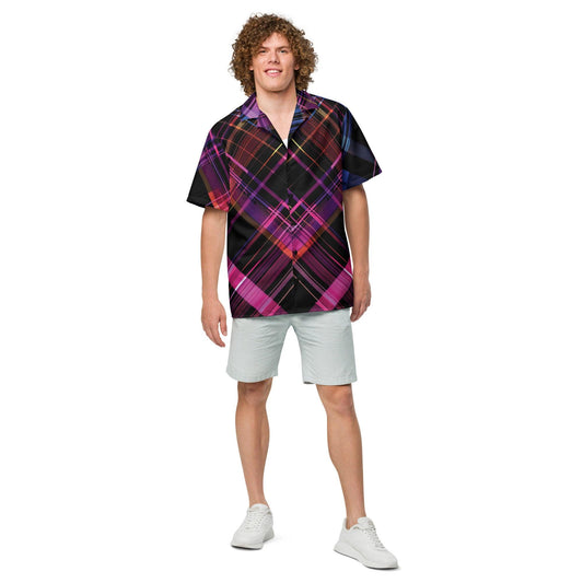 Vibrant Plaid Button Shirt for Raves & Festivals