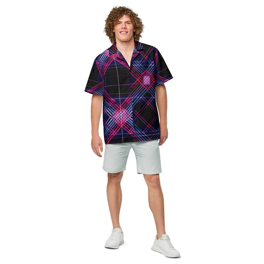 Vibrant Plaid Button Shirt for Rave Enthusiasts