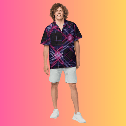 Dynamic Plaid Button-Up Shirt for Rave Lovers