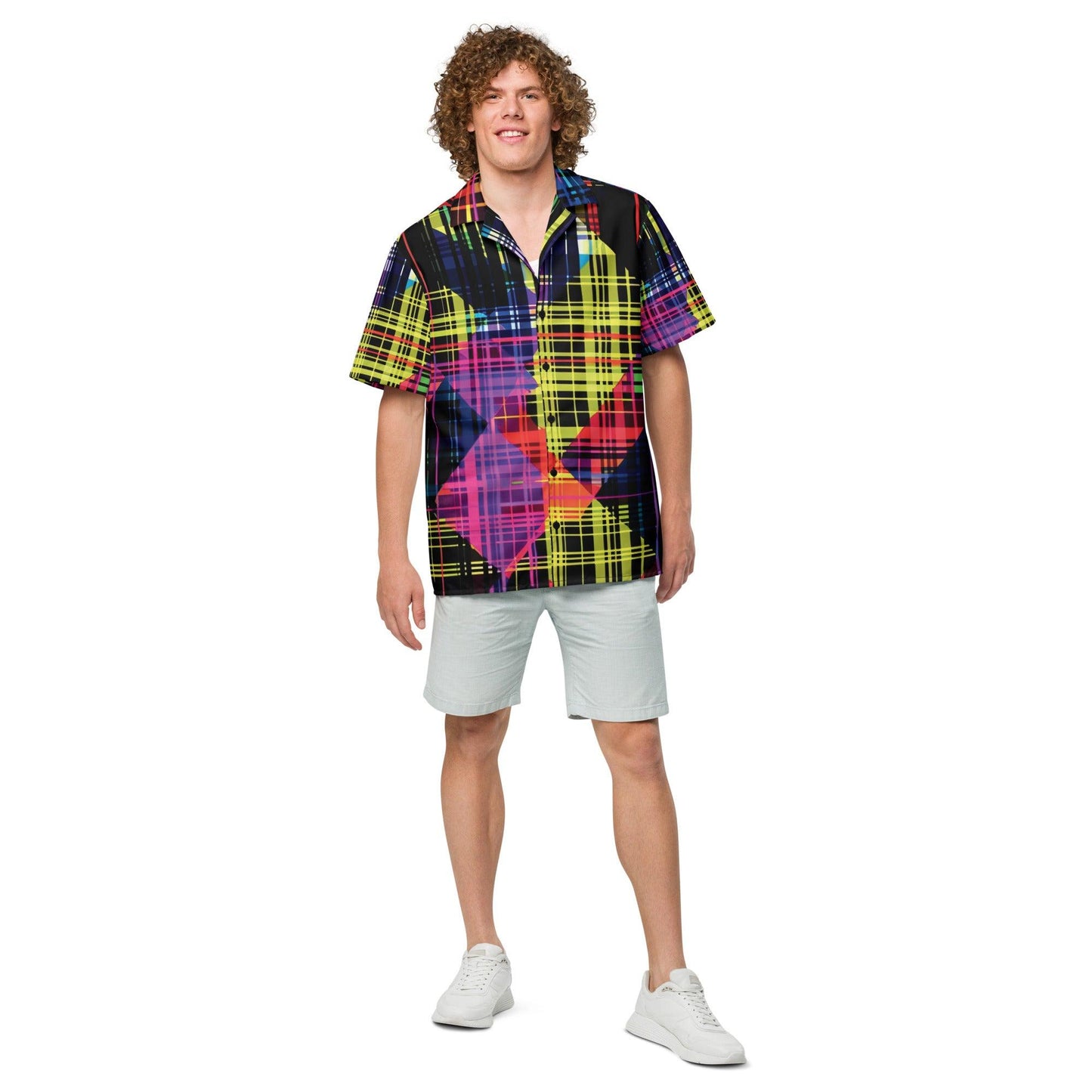 Playful Plaid Button Shirt for Raves & Festivals