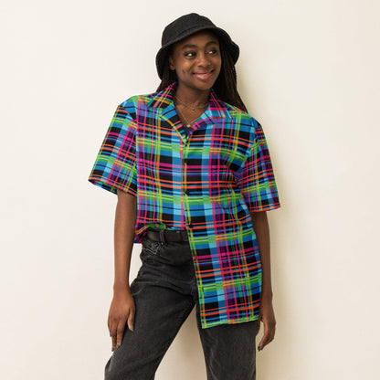 Playful Plaid Button Shirt for Festivals