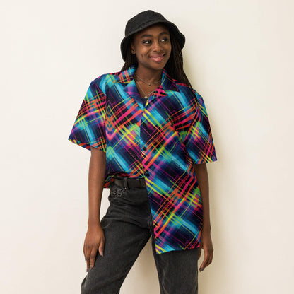 Vibrant Plaid Button Shirt for Raves & Festivals