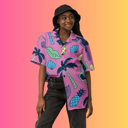 Retro Button Shirt for Raves and Festivals - Vibrant EDM Fashion