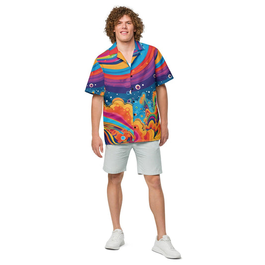 Trippy Universe Rave Button Shirt