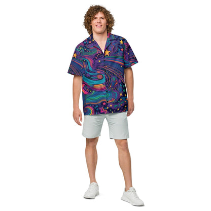 Trippy Universe Button-Up Shirt for Festivals