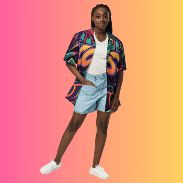 Vibrant Graffiti Button-Up Shirt for Summer Music Festivals