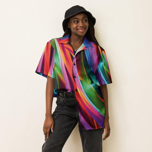 Neon Swirl Rave Button-Up Shirt