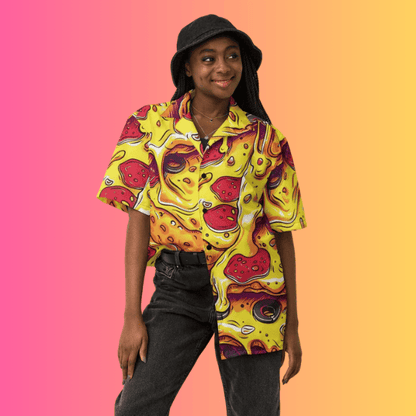 Melting Pizza Button Shirt - Ultimate Festival Vibes Gear
