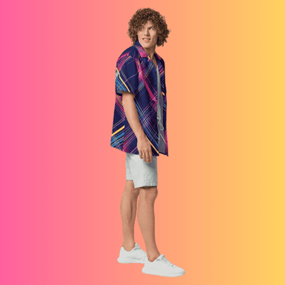 Custom Plaid Button-Up Shirt for Raves and Festivals