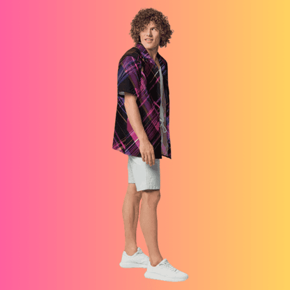 Vibrant Plaid Button-Up Shirt for Raves & Festivals