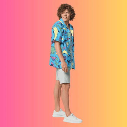 Vibrant Retro Button-Up Shirt for Rave and Festival Vibes