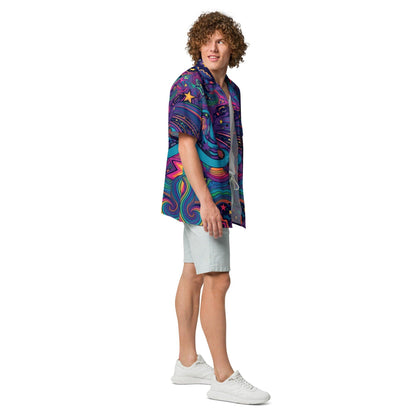 Trippy Universe Button-Up Shirt for Festivals