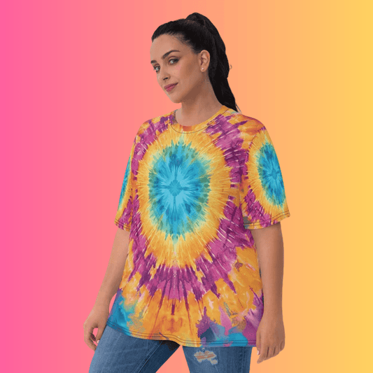 Vibrant Tie-Dye Women's T-Shirt for Raves and Festivals