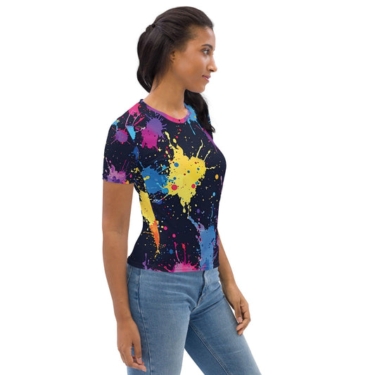 Vibrant Abstract Paint Splatter Women's T-shirt