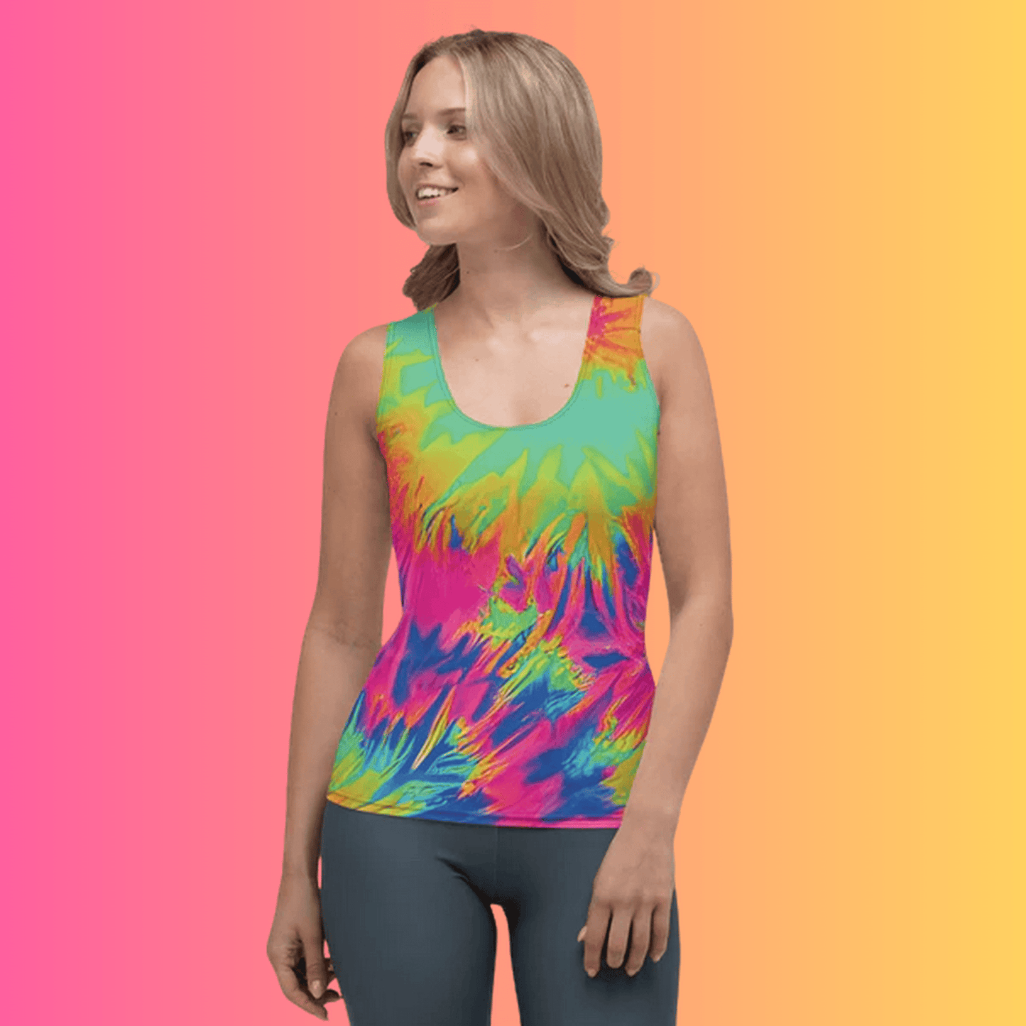 Vibrant Neon Tie-Dye Festival Tank Top for EDM Lovers