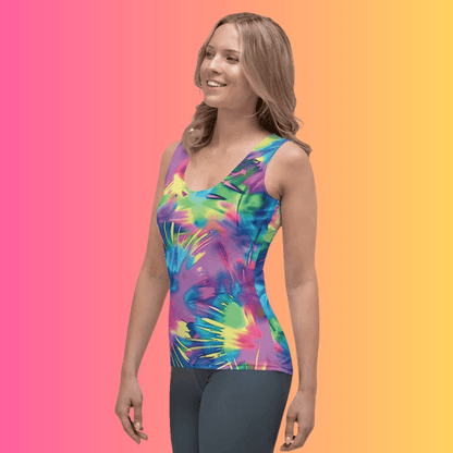 Electric Neon Tie-Dye Festival Tank Top for Rave Vibes