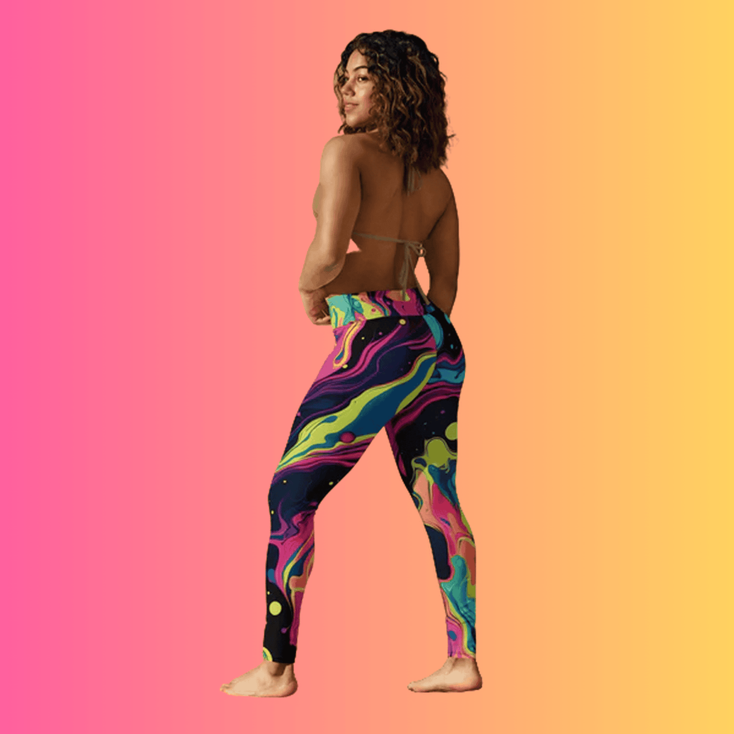 Vibrant Abstract Yoga Leggings for EDM Festivals and Raves