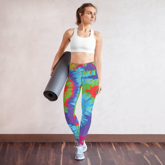 Neon Tie-Dye Yoga Leggings for Festivals and Raves