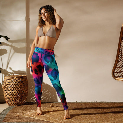 Neon Leopard Print Yoga Leggings for Festivals