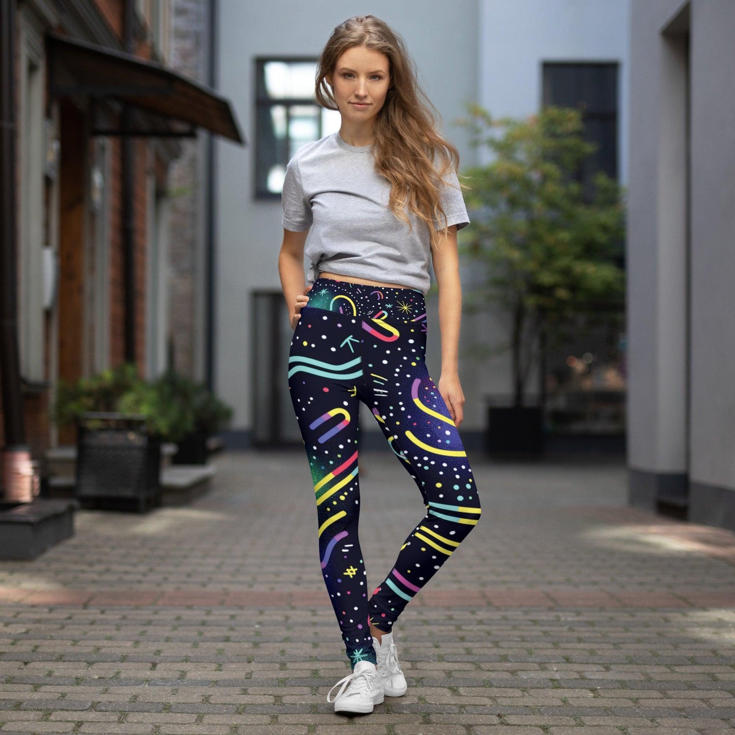 Vibrant Abstract Yoga Leggings for Festivals & Dance