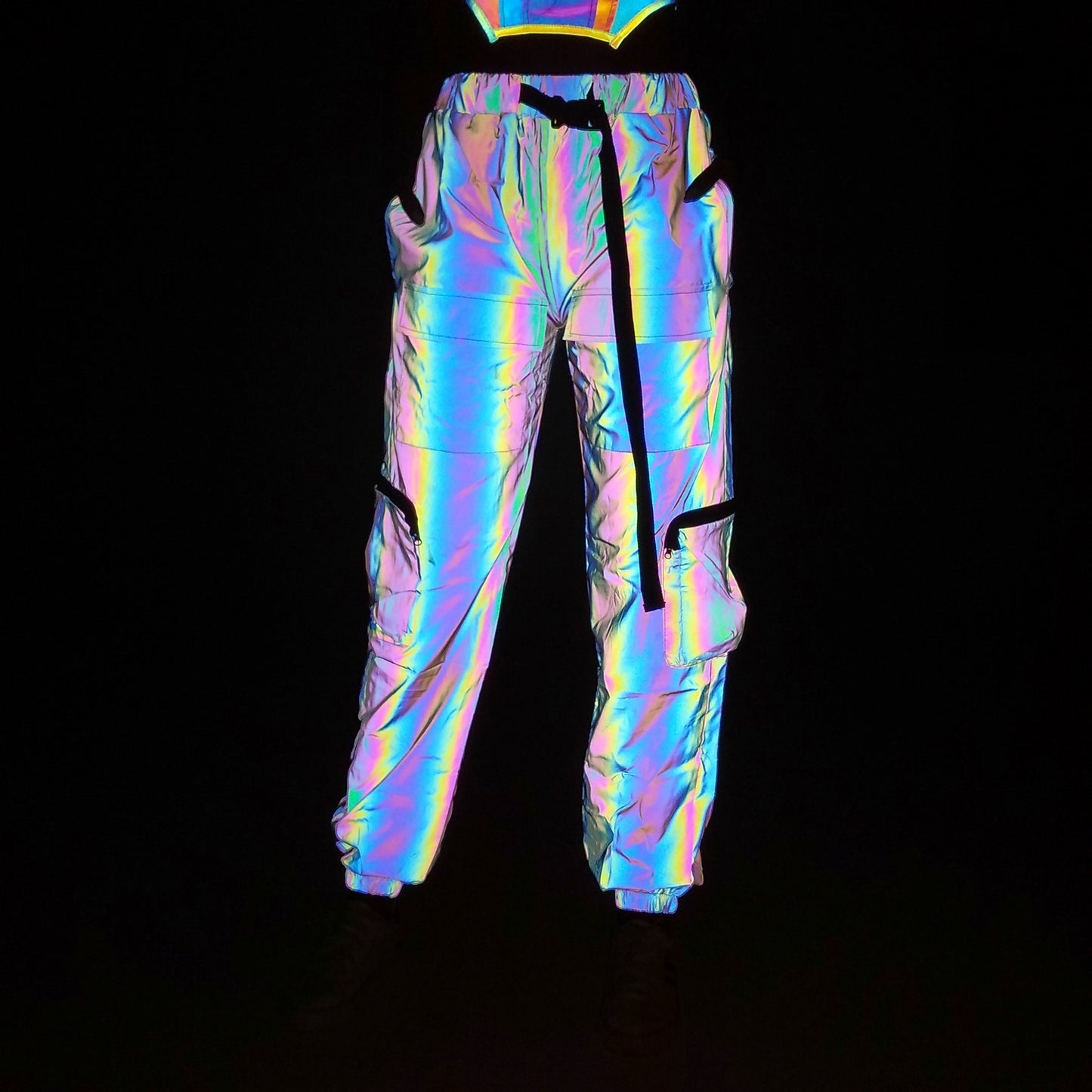 Reflective Plus Size Pants for EDM Festivals and Raves