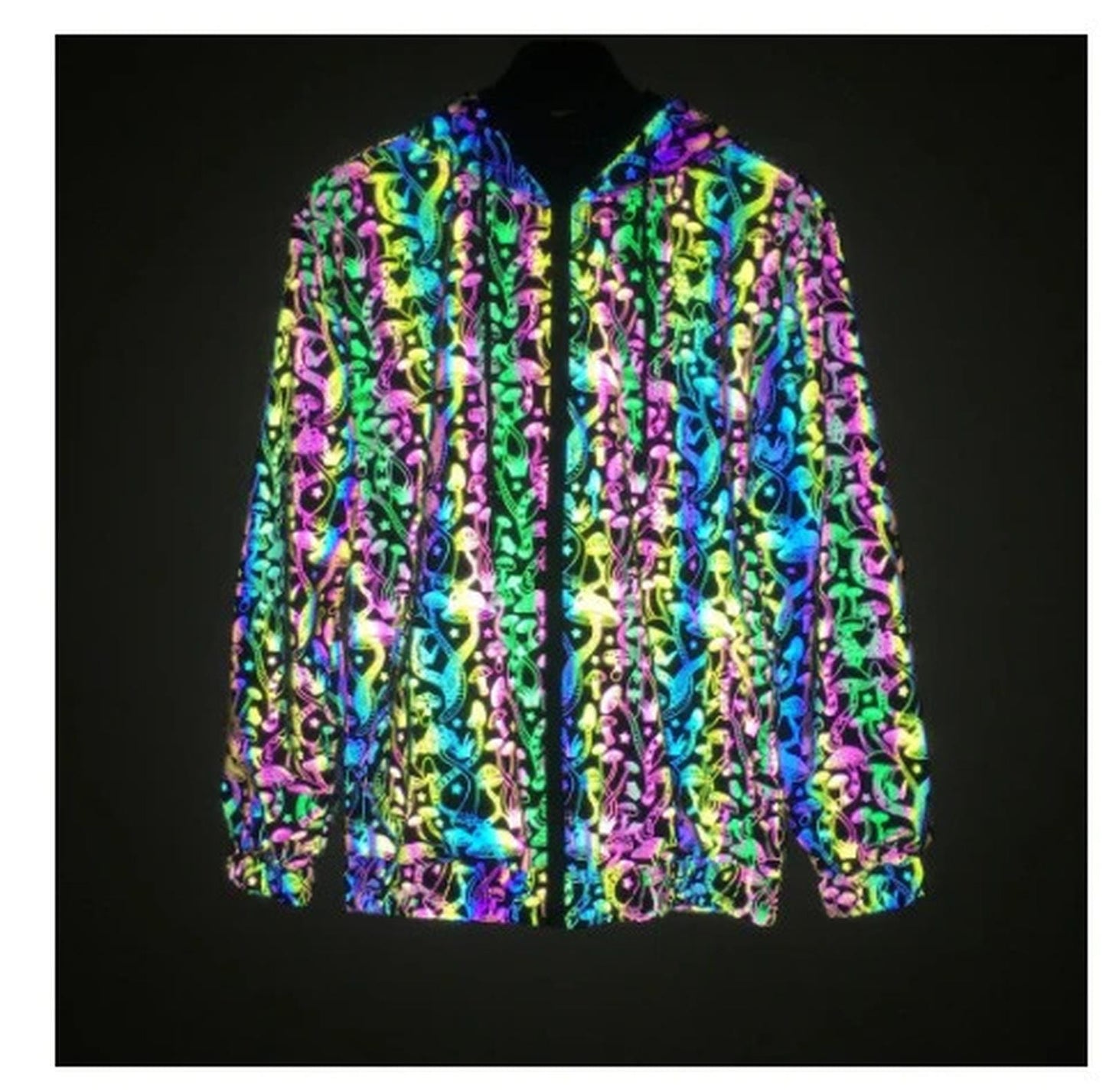 Reflective Hooded Jacket for EDM Raves and Music Festivals