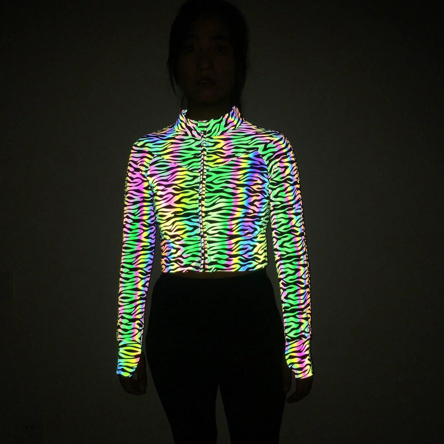 Reflective Short Jacket for Raves and EDM Music Festivals