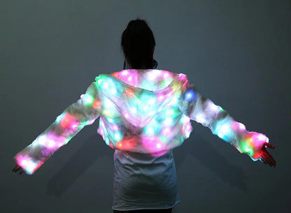 Colorful LED Lighting Clothes Jacket Faux Fur