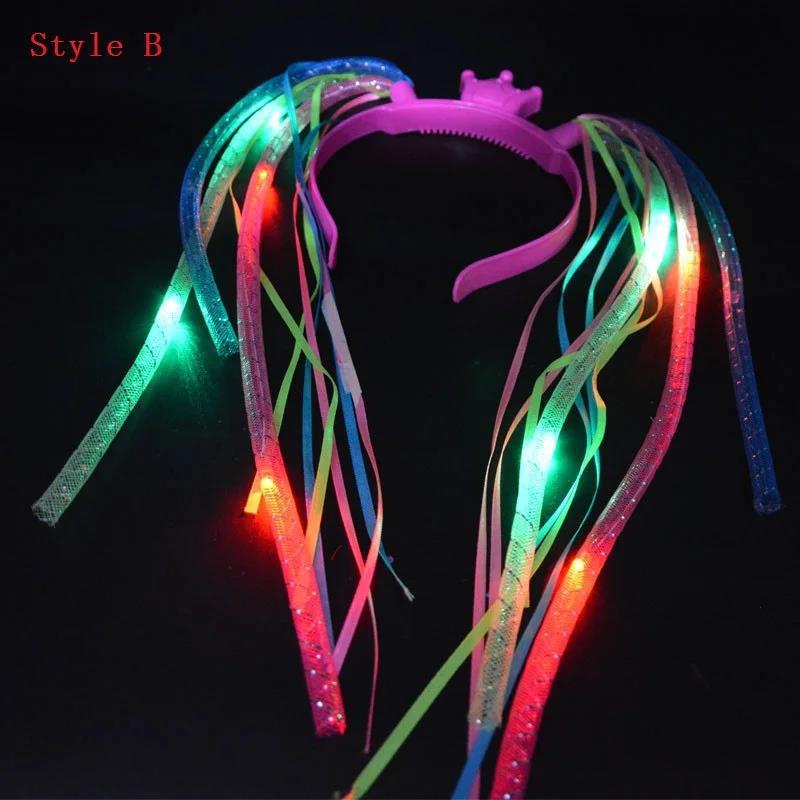 Light-Up Hair Braids Headbands with LED Glow for Rave and EDM Festivals