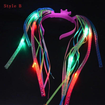 Light-Up Hair Braids Headbands with LED Glow for Rave and EDM Festivals