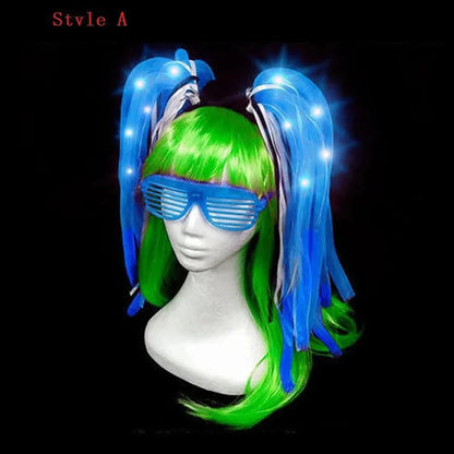 Light-Up Hair Braids Headbands with LED Glow for Rave and EDM Festivals