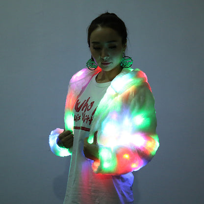 Colorful LED Lighting Clothes Jacket Faux Fur
