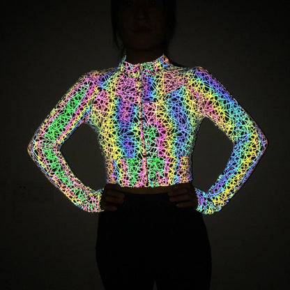 Reflective Short Jacket for Raves and EDM Music Festivals