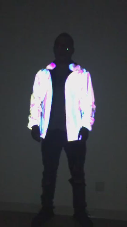 Men Reflective Hooded Jacket Casual Night Colorful