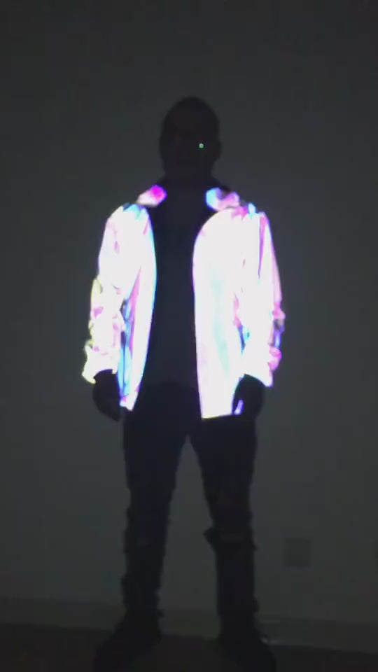 Men Reflective Hooded Jacket Casual Night Colorful